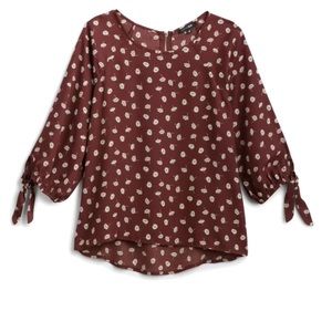 Papermoom Laurie Tie Sleeve Blouse, Burgundy Stitch Fix